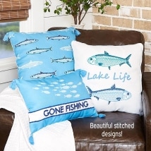 Gone to the Lake Embroidered Accent Pillows
